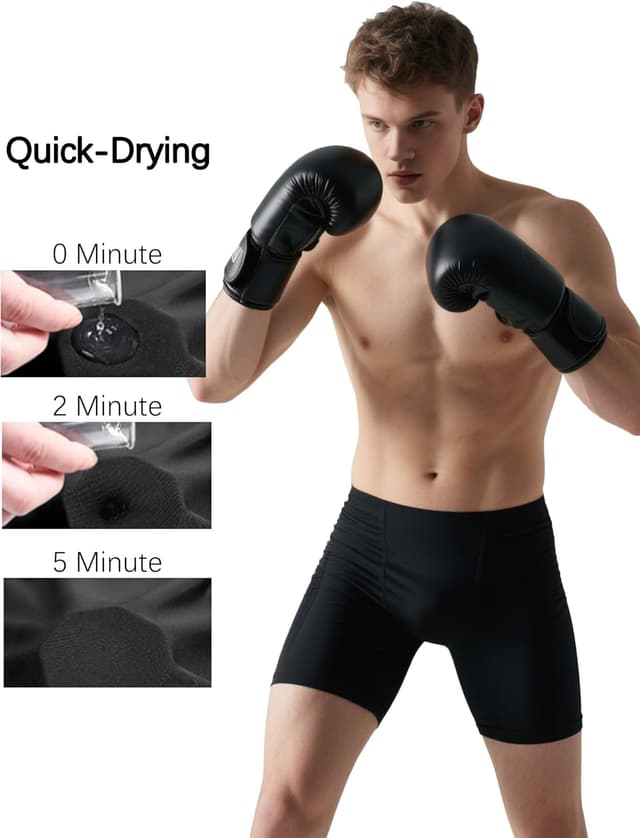 Detalle de HovSiyla 6-Pack Compression Shorts with Pocket for Men | Moisture-Wicking Athletic Workout & Running Underwear