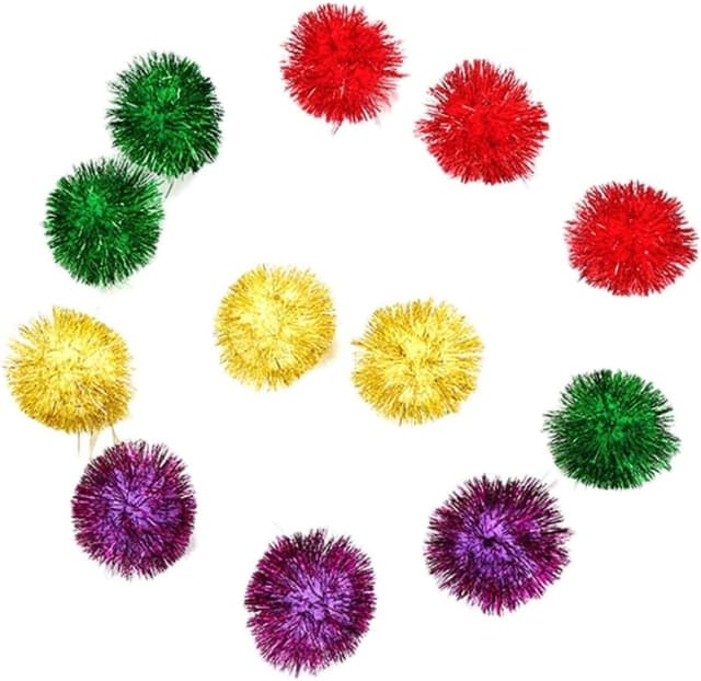 Thumbnail 6 de SUPVOX 30 bunte Mini-Glitzer-Lametta-Kugeln als Katzenspielzeug (Pompons/Pom-Poms)