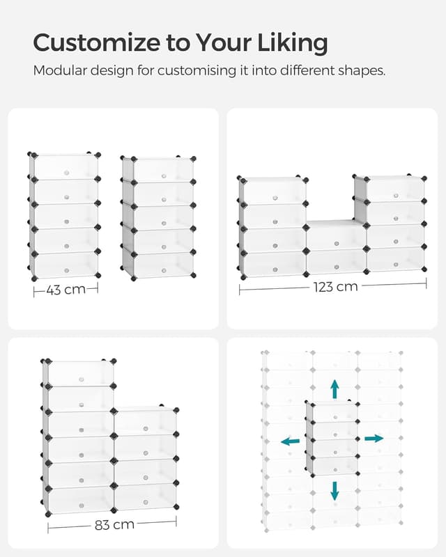 Detalle 2 de SONGMICS Cubos Zapatero Modular, Estantería Metálica 10 Ranuras