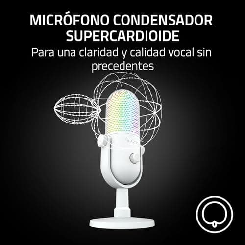 Detalle 2 de Razer Seiren V3 Chroma micrófono condensador USB blanco 🎙