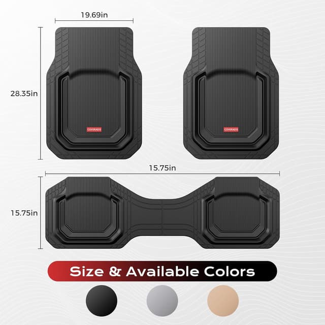 Detalle 2 de Coverado Car Floor Mats 3PCS Universal Fit