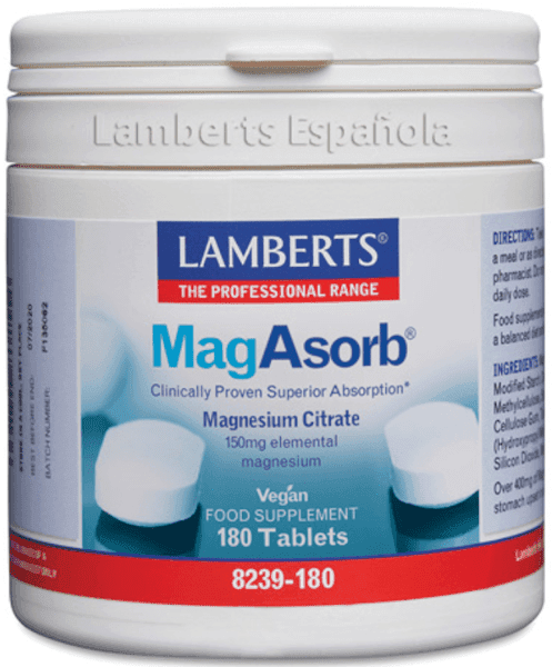 Detalle de Lamberts MagAsorb Citrato de Magnesio 150 mg 180 tabletas 💊