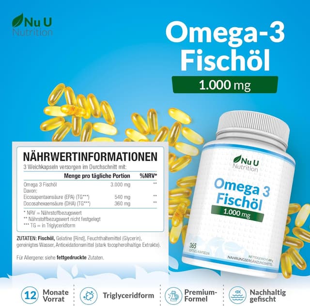 Detalle 2 de Nu U Nutrition Omega-3 Fischöl 1000 mg đ