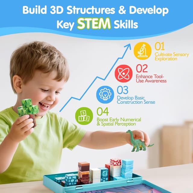 Thumbnail 4 de hahaland Costruzioni Magnetiche Dinosauri 52 pezzi