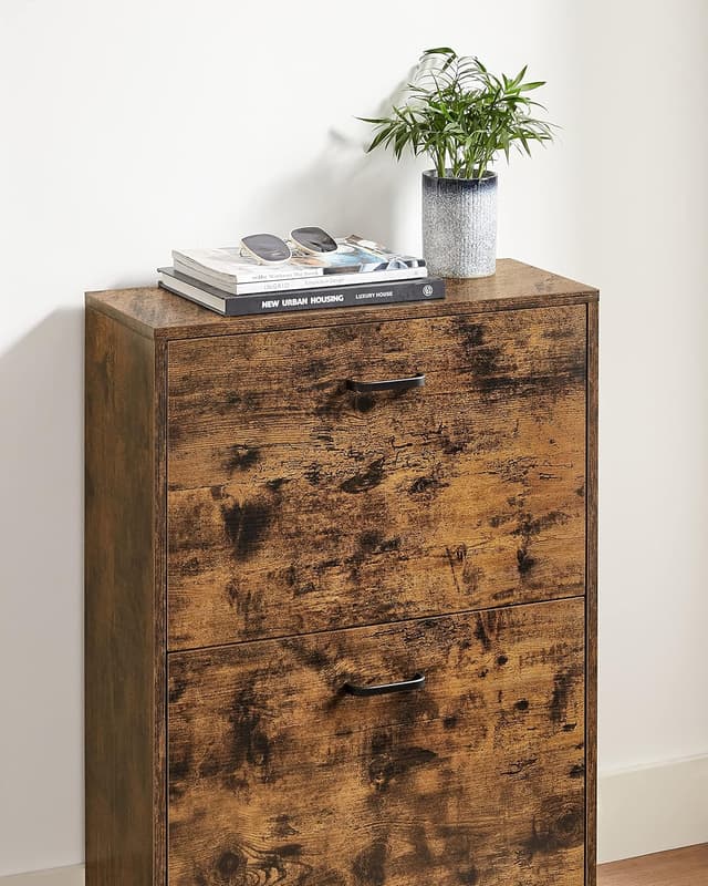 Detalle de VASAGLE Scarpiera con 2 ribalte LBC02BX, scaffale portascarpe con divisori regolabili (8-12 paia), 24 x 60 x 83,5 cm