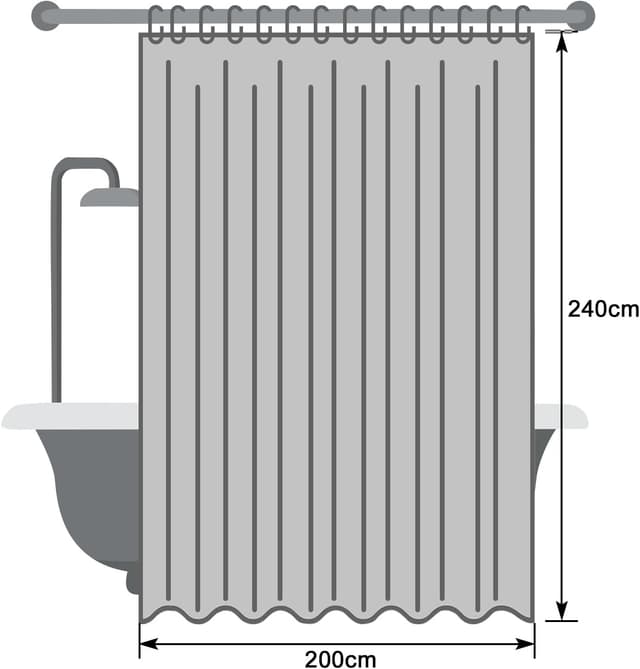 Thumbnail 6 de Rideau de douche EurCross extra-long 200 x 240 cm en textile polyester, motif sable, imperméable avec 14 anneaux