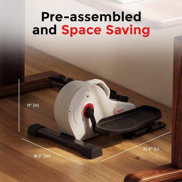 Detalle 2 de Sunny Health & Fitness SF-E3872 Magnetic Under-Desk Elliptical Pedal Exerciser (Fully Assembled, White)