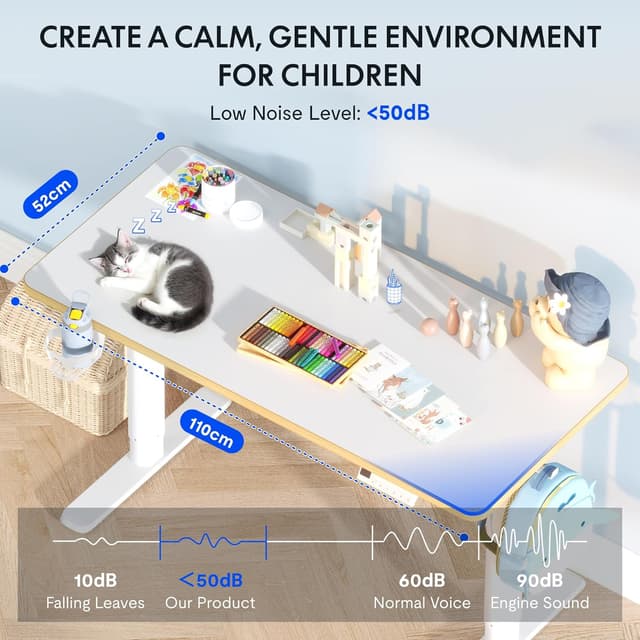 Detalle de FLEXISPOT Kinderschreibtisch elektrisch höhenverstellbar mit LED-Höhenanzeige, 3 Speicherplätzen und Kindersicherung