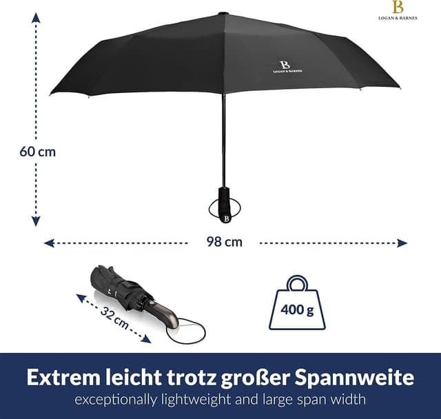 Detalle 2 de LOGAN & BARNES Manchester Taschenschirm 140 km/h ☔