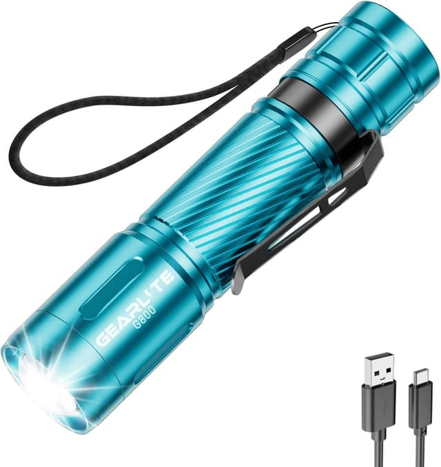 Detalle de GEARLITE G800 Mini LED-Taschenlampe (aufladbar) mit Zoom, 3 Modi und IP65