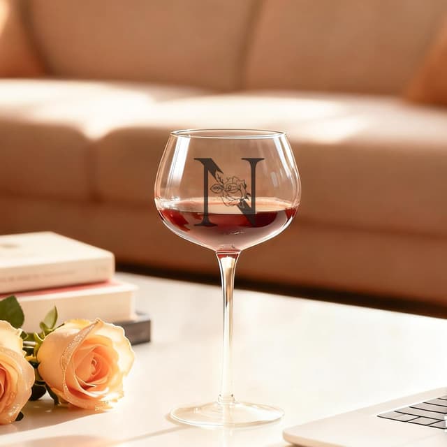 Thumbnail 1 de Personalized Wine Glass Letter N đ·