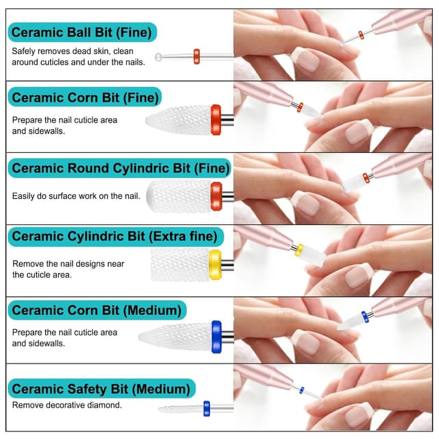 Detalle de Cellentool 25Pcs Nail Drill Bits Set (3/32 Inch) with Storage Box