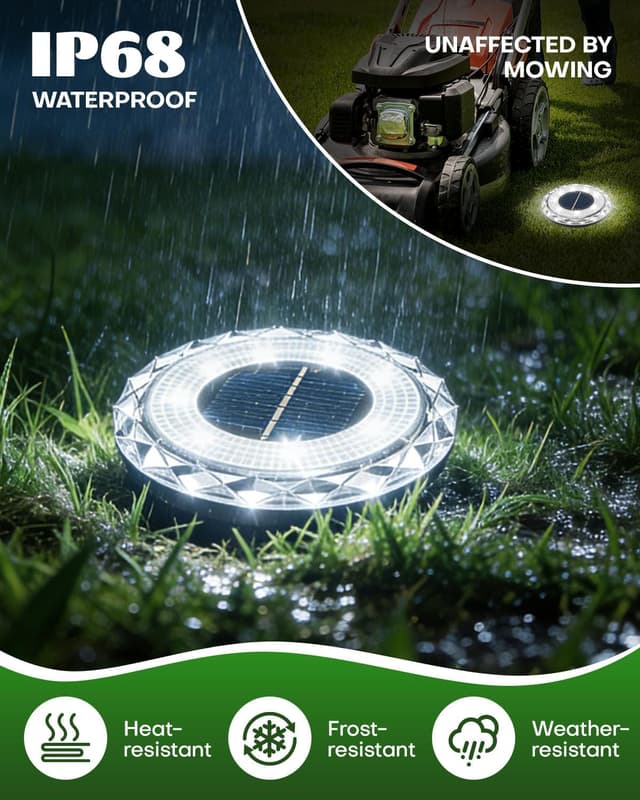 Thumbnail 2 de Airoieak Solar Garden Stake Lights (IP68, 8 LEDs) – 12 pack cool light pathway & lawn illumination