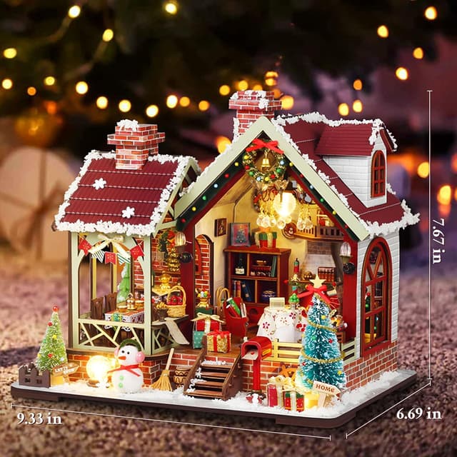 Detalle de Lycidae Christmas DIY Book Nook Kit with Music (LED) – miniature dollhouse-style build