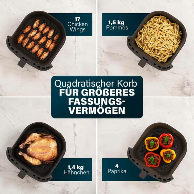 Detalle de Princess Digitale Heißluftfritteuse 6,5 L mit Trennwand (182061) – 12 Programme, Touchscreen