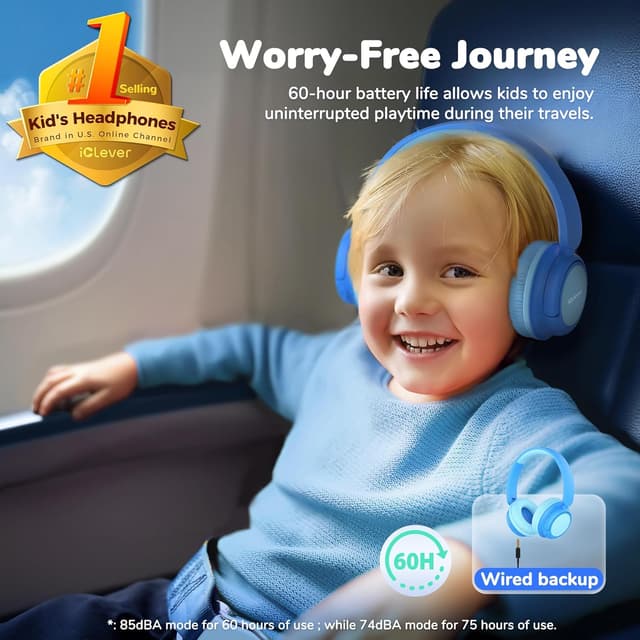 Thumbnail 1 de iClever BTH22 Kids Wireless Headphones 60H