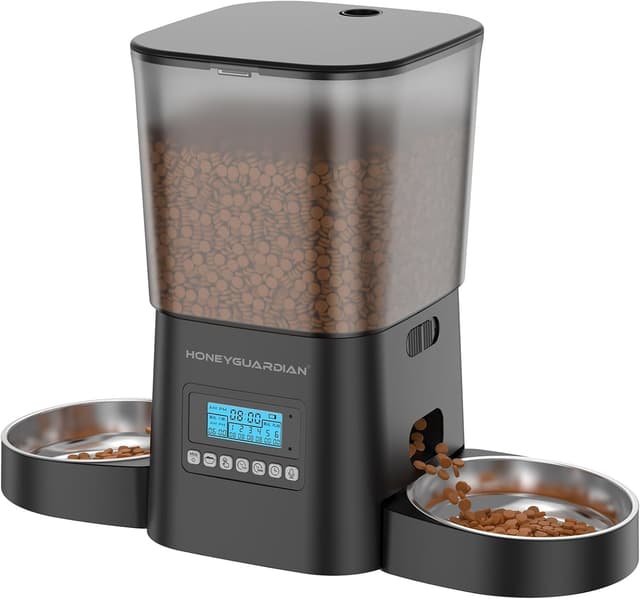 Detalle de HoneyGuaridan Automatic Cat Feeder with Timer (3.5L) and Stainless Steel Bowl