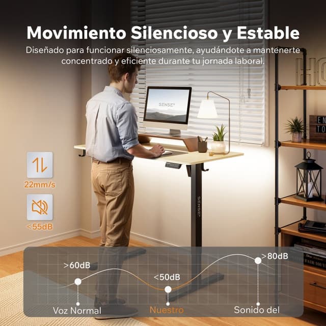 Detalle de SENSE7 Nojo Light Escritorio regulable eléctrico 120×60 cm