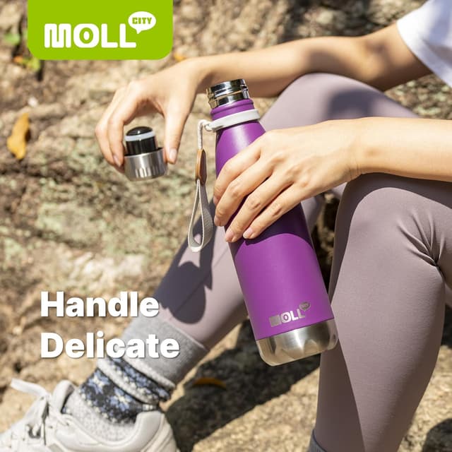 Thumbnail 6 de Mollcity 17 oz Double-Walled Stainless Steel Water Bottle (Leak-Proof, Insulated, Cola Shape)