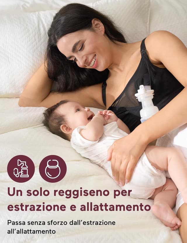 Detalle de momcozy Reggiseno a pompa e mani libere per allattamento (taglie 4C-8E, senza ferretto)