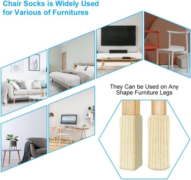 Thumbnail 6 de OSDUE set da 24 calzini per sedie in maglia antiscivolo con protezione per gambe e pavimenti