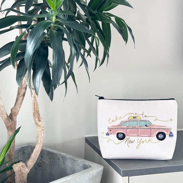 Detalle de New York Vacation Gift NCY Bachelorette Party Take Me to New York canvas zip pouch makeup bag