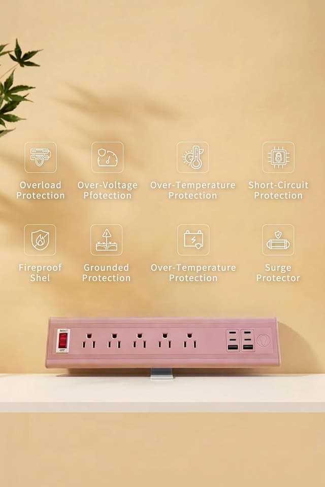 Thumbnail 6 de NYYTGE Desk Clamp Power Strip with Nightlight, 40W Fast Charging (5 AC Outlets, 10FT Cord)