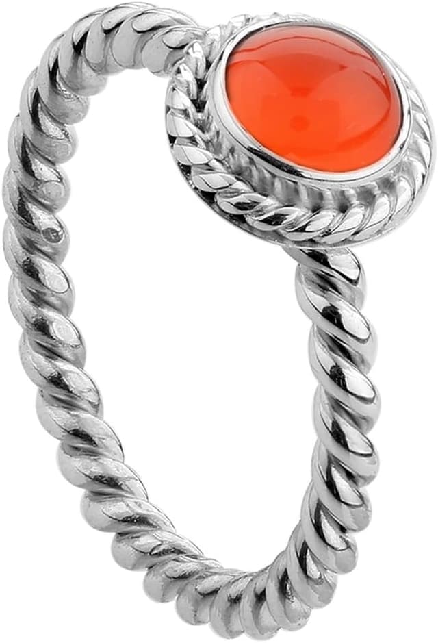 Detalle de Anello Nenalina da donna in argento sterling 925 con corniola da 6 mm, realizzato a mano (212999-008)