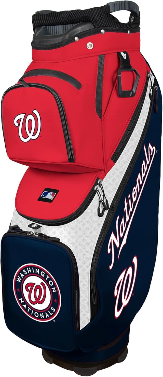 Detalle de Clubhouse Cooler Cart Bag MLB with insulated cooler pocket and magnetic quick-access