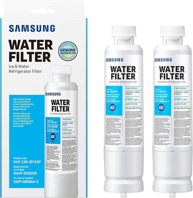 Detalle 1 de Samsung Genuine Carbon Block Refrigerator Water Filter (HAF-CIN/EXP) – 6-Month Life, 1-Pack