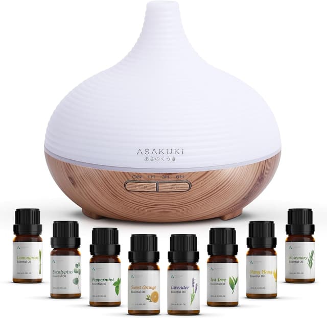 Detalle de ASAKUKI 300ml Aroma Diffuser 🏠