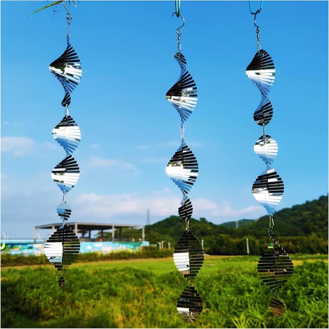 Detalle de DJUAN Metal Bird Scare Discs Set (Reflective, Double-Sided) with Wind Spinners for Outdoor Garden & Yard