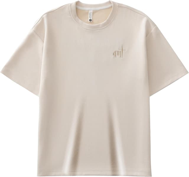 Detalle de GURUNVANI Besticktes Herren-T-Shirt mit Vintage-Grafik aus Wildlederimitat