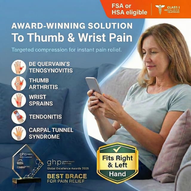 Detalle 2 de Fitooson Thumb Wrist Brace (Thumb Spica) for De Quervain’s, Trigger Finger, and more — Rose Pink/Black, S/M