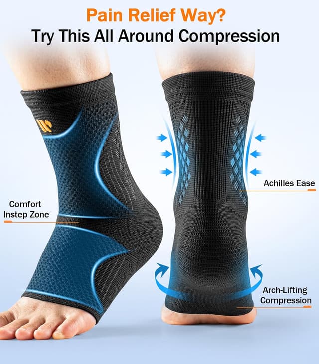 Detalle 2 de WHCOOL Low-Profile Ankle Braces with Wide Strap for Plantar Fasciitis & Achilles Support (1 Pair)