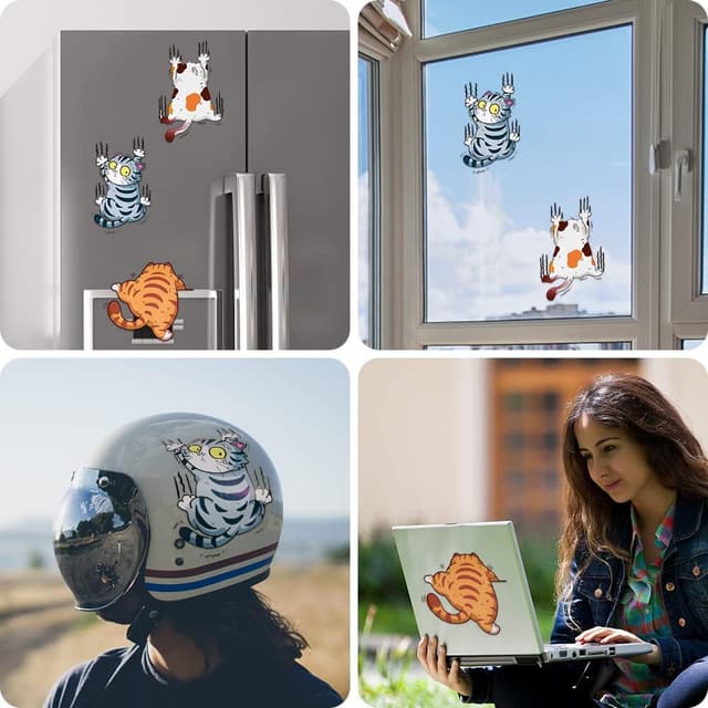 Thumbnail 6 de URAQT set da 3 adesivi 3D a tema gatti per vetri e carrozzeria