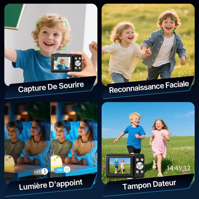 Detalle de Appareil photo numérique compact 44MP : vidéo HD 1080P, écran IPS 2,4”, zoom numérique 16X