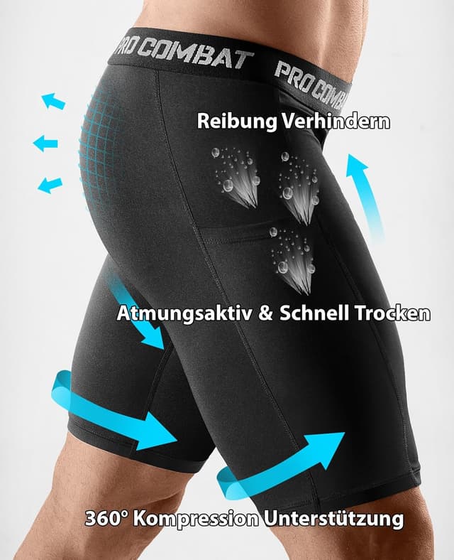 Detalle de Niksa Herren Kompressionsshorts (1- oder 3er-Pack) – schnelltrocknendes Baselayer