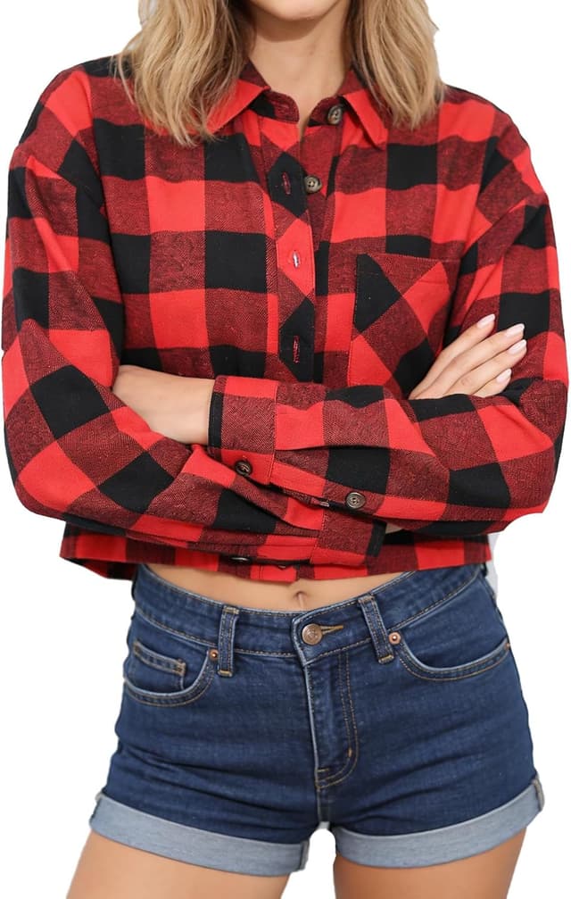 Detalle de Dressmine Cropped Checked Shirt 1