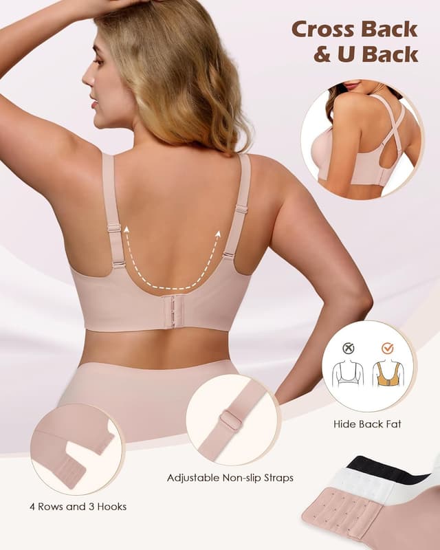 Detalle 2 de As Fairy Soft & Comfortable No Underwire V-Neck Seamless Push Up Bralette (Full Coverage)