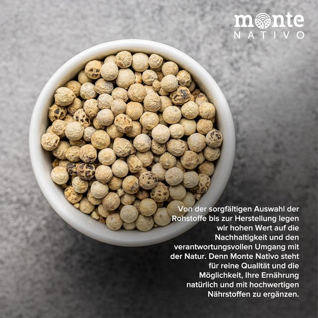Detalle de Weiße Pfefferkörner Monte Nativo (500 g) – ganz, zum Kochen und Würzen