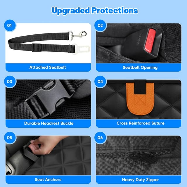 Thumbnail 6 de Dog Car Seat Cover Hard-Bottom Hammock 400 lbs