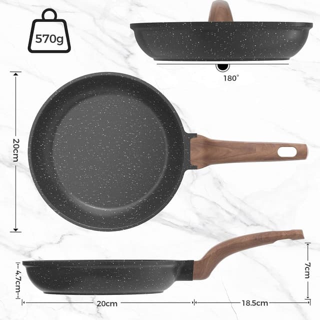 Thumbnail 6 de Poêle antiadhésive YASHE 20 cm revêtement granit, compatible induction