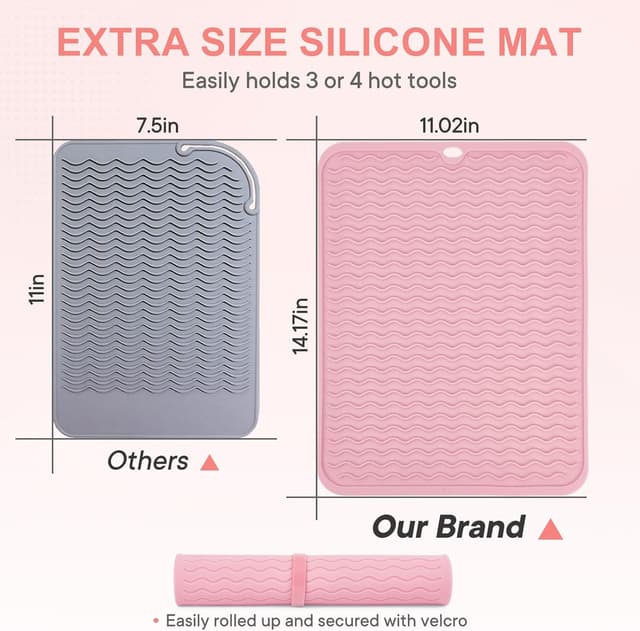 Detalle de Suafrnut Oversize Silicone Heat Resistant Mat (14.2 x 11 in) for Curling & Flat Irons