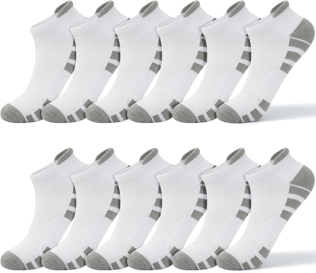 Detalle de Quoboquo lot de chaussettes de sport respirantes en coton (chaussettes courtes, antidérapantes)