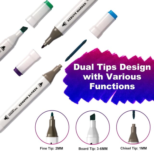 Thumbnail 2 de Kebuye Colouring Pens 100 Colour Alcohol Markers