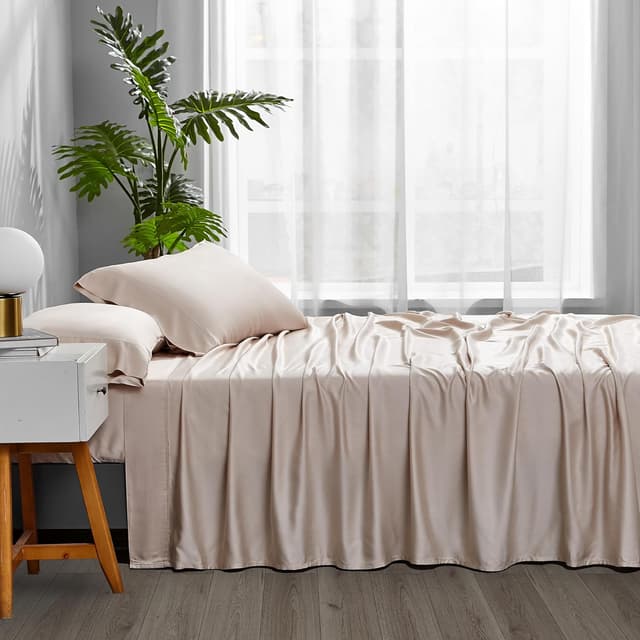 Detalle 2 de Accuratex Cooling Sheets King Size (Viscose from Bamboo) — Silky, Moisture-Wicking Bedding Set