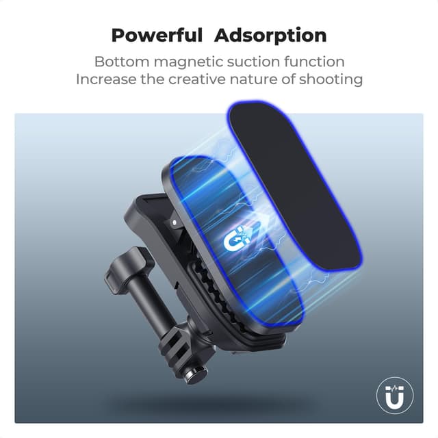 Detalle de K&F CONCEPT Magnetic Backpack Clip Mount – 180° swivel quick-release holder for action cameras