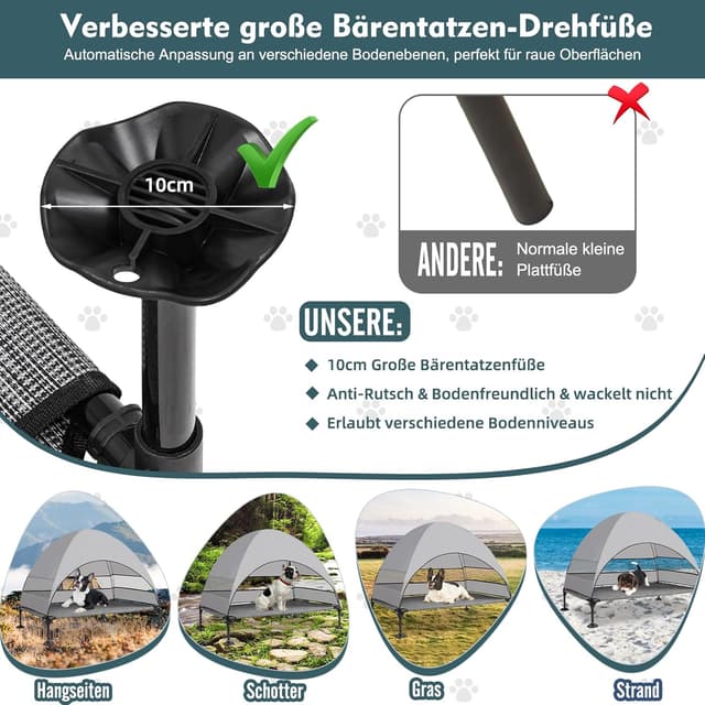 Detalle 2 de Snagle Paw Hundeliege mit Dach – stabiles erhöhtes Hundebett für große Hunde, Indoor/Outdoor
