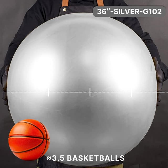 Detalle 2 de PartyWoo Metallic Silver Balloons (36-inch), 4-Pack Jumbo Chrome-Style for Graduation, Wedding, Baby Shower & More